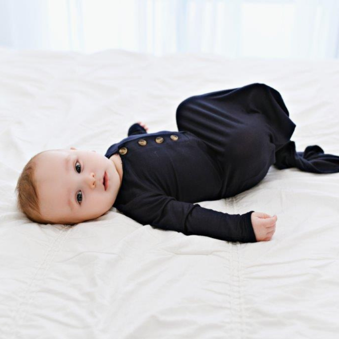 Knotted Baby Gown - Dark Navy - HoneyBug