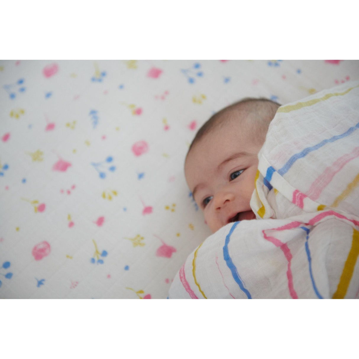 Watercolor Stripe Cotton Muslin Swaddle - HoneyBug