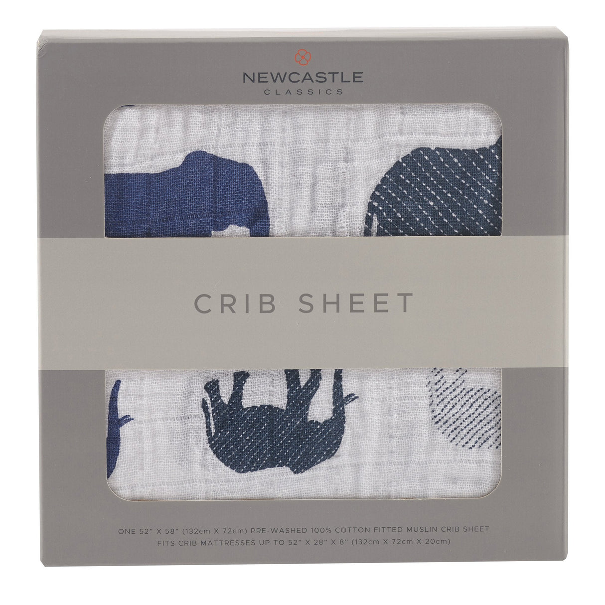 Blue Elephant Cotton Muslin Crib Sheet