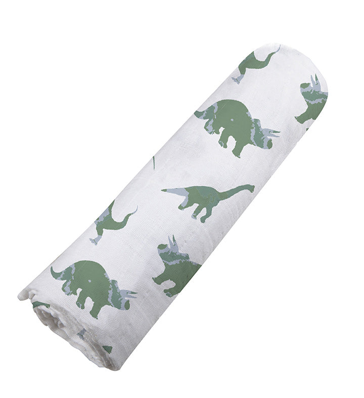 Granite Green Dinosaurs Cotton Swaddle - HoneyBug