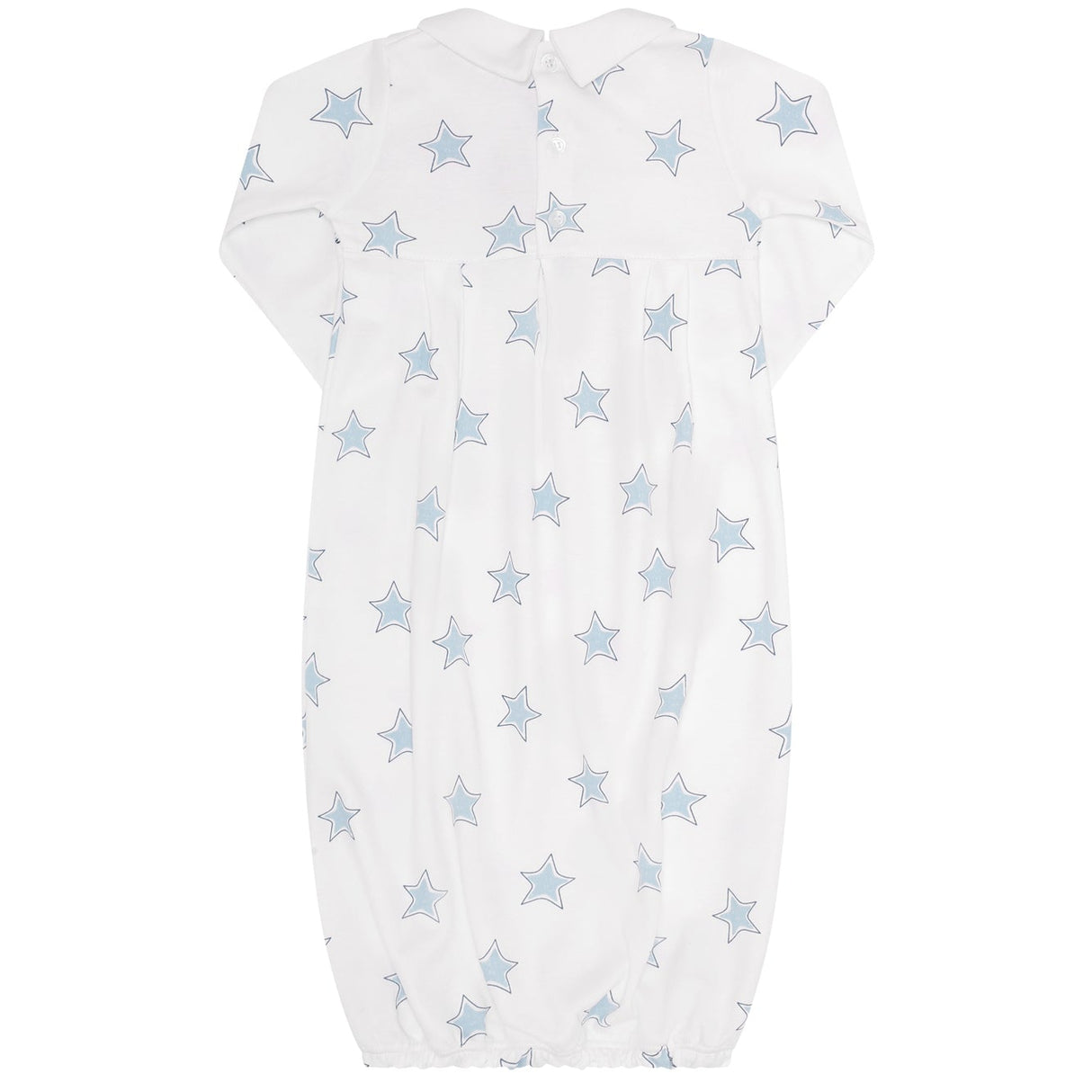 Blue Stars Print Smocked Gown