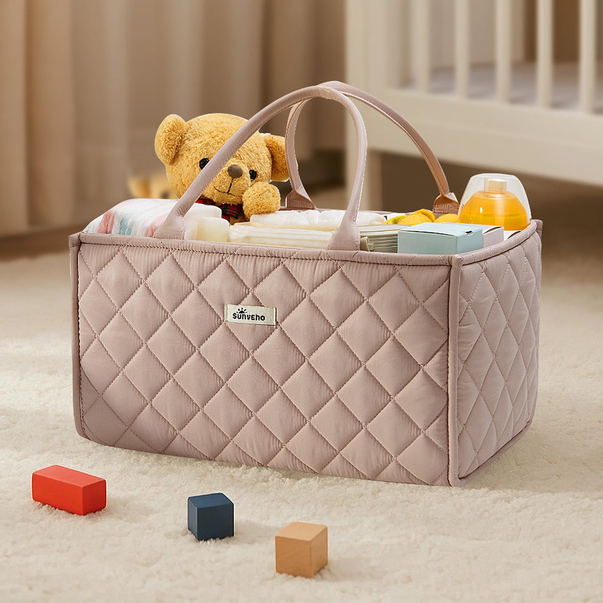 Quilted Diaper Caddy Organizer