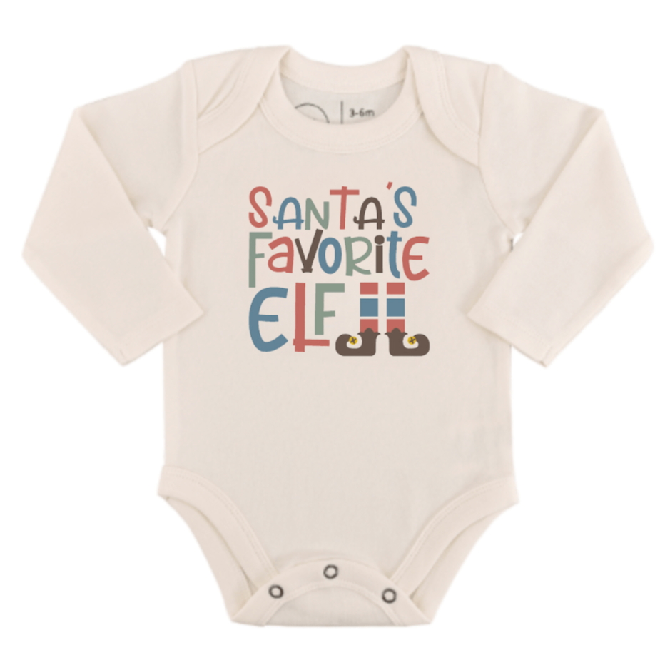 graphic bodysuit | santas favorite elf (long sleeve) - HoneyBug