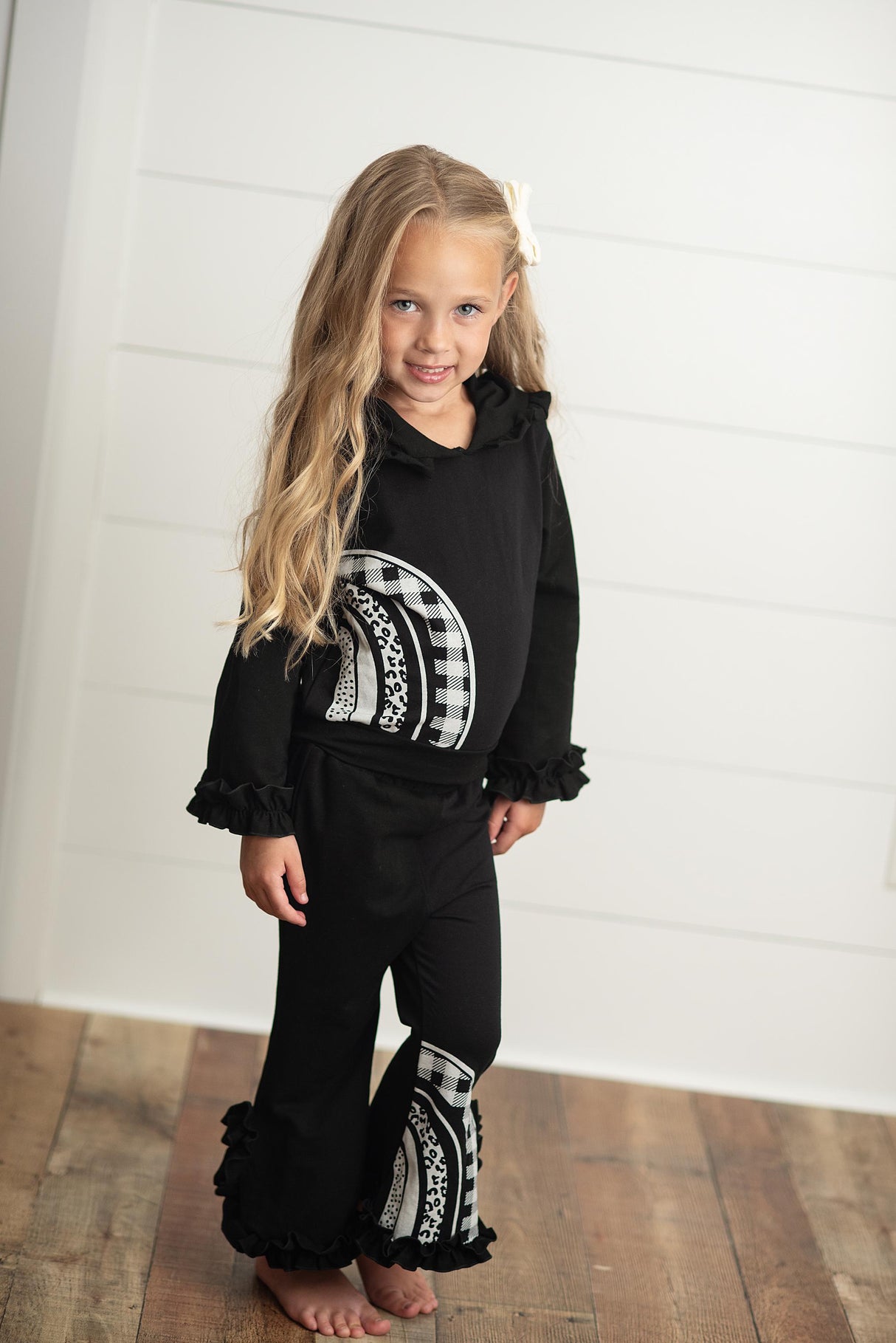 Black Rainbow Hooded Set - HoneyBug