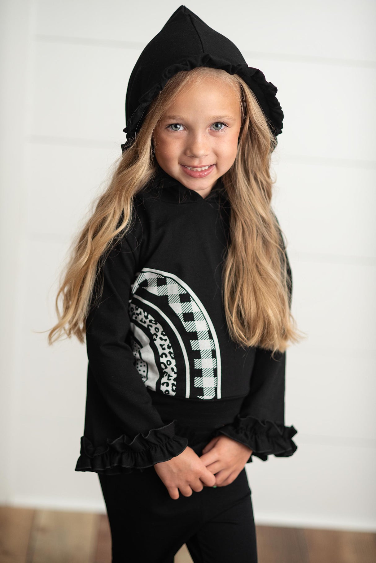 Black Rainbow Hooded Set - HoneyBug