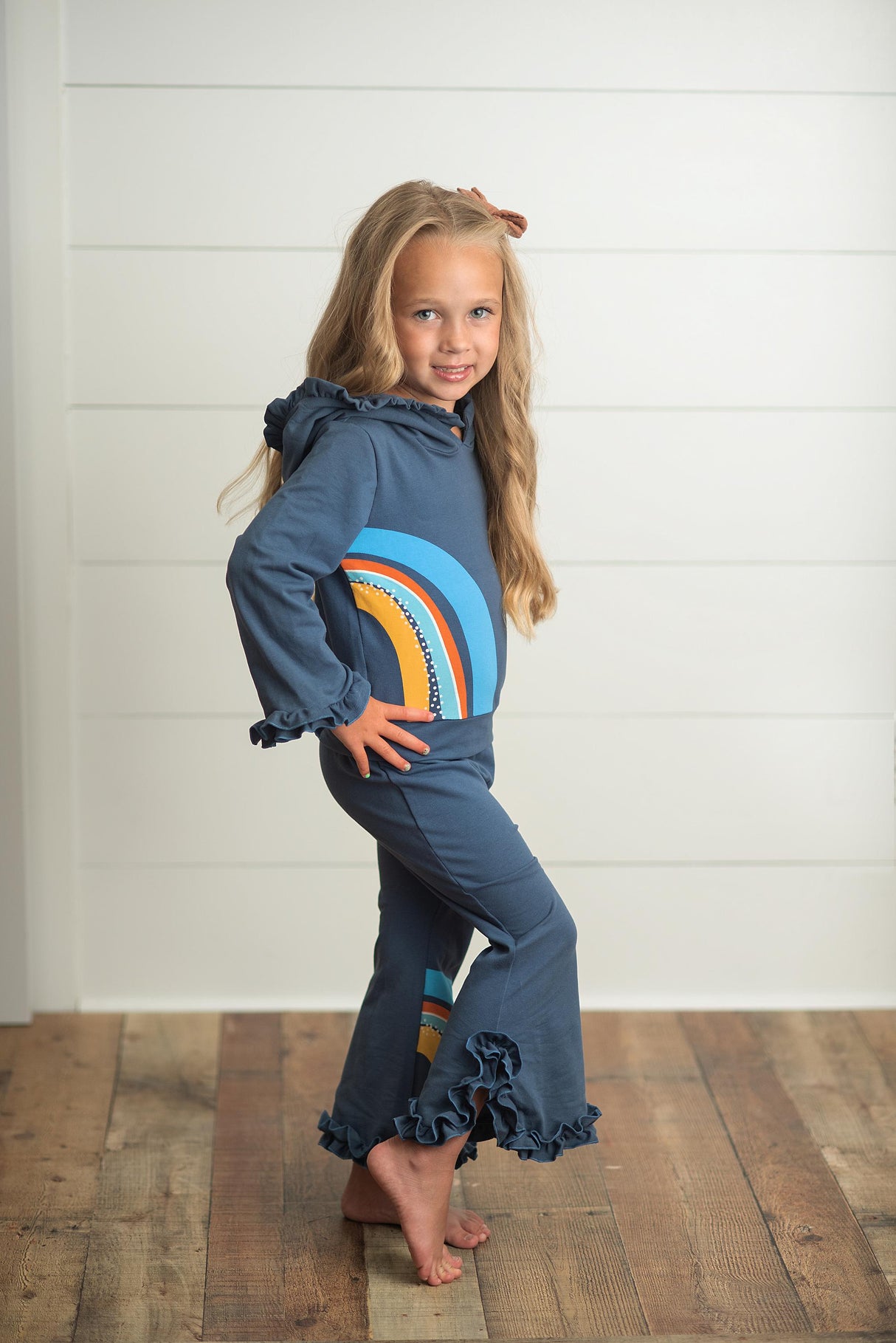 Navy Rainbow Hooded Set - HoneyBug