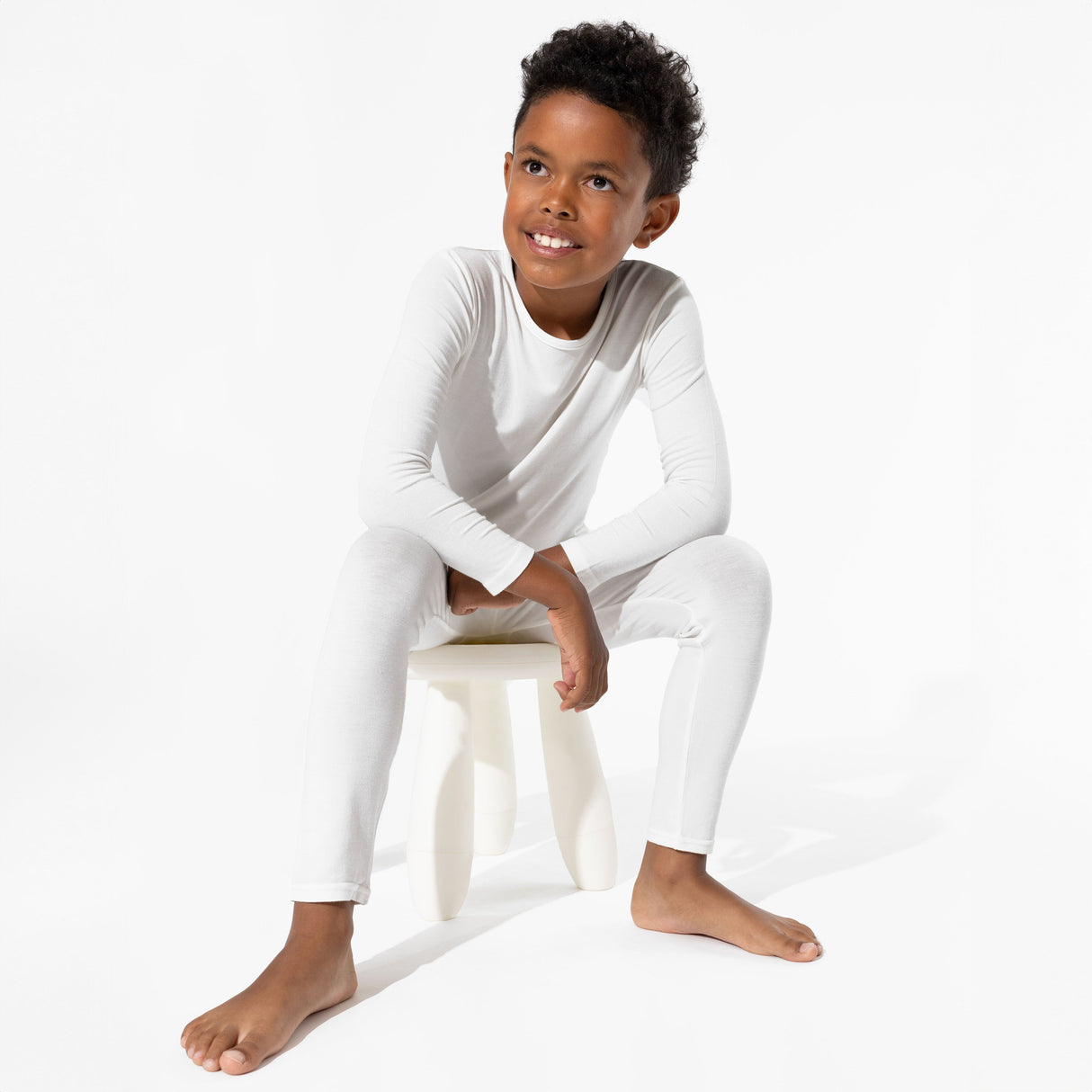 Milk White Bamboo Kids Pajamas - HoneyBug