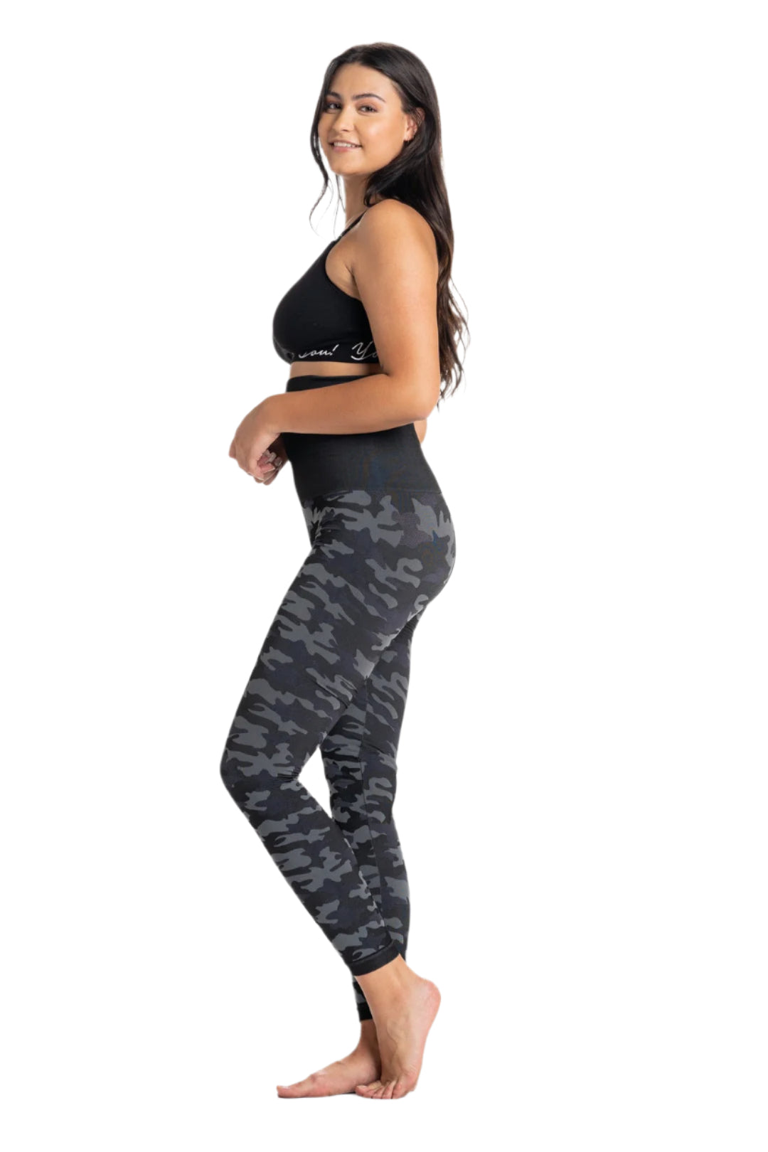 Snapback™ Postpartum Leggings - Black Camo - HoneyBug