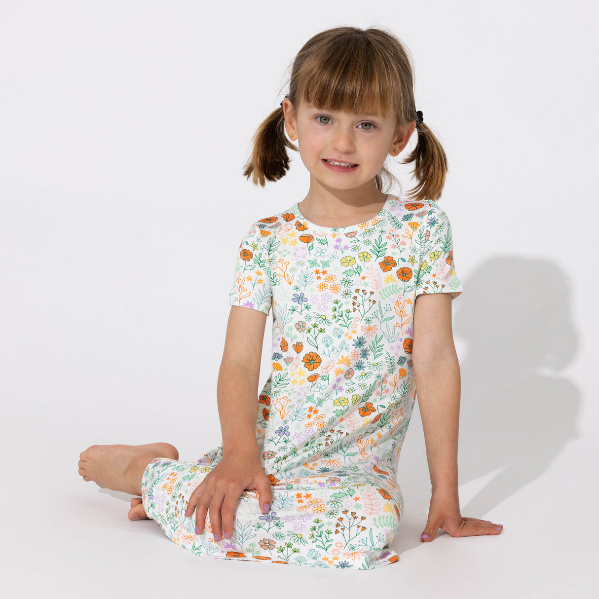 Summer Floral Bamboo Girls' Short Sleeve Dress - HoneyBug