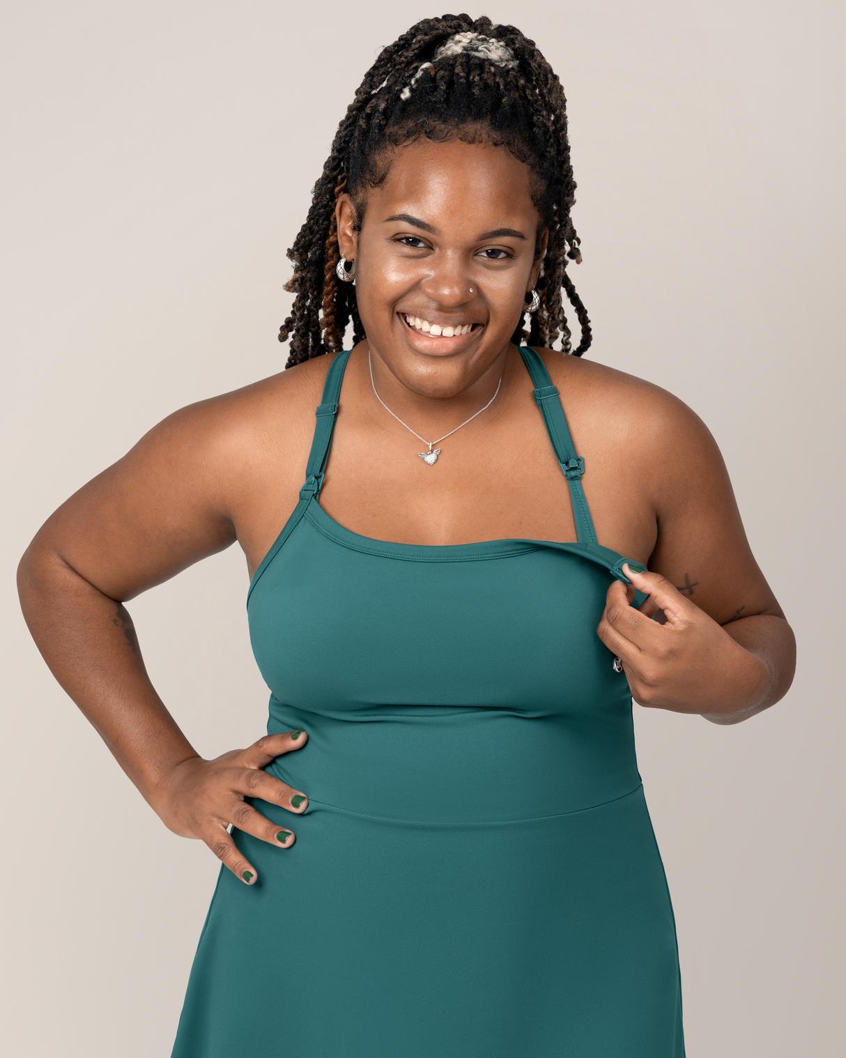 Stevie Active Racerback Nursing Dress | Teal - HoneyBug
