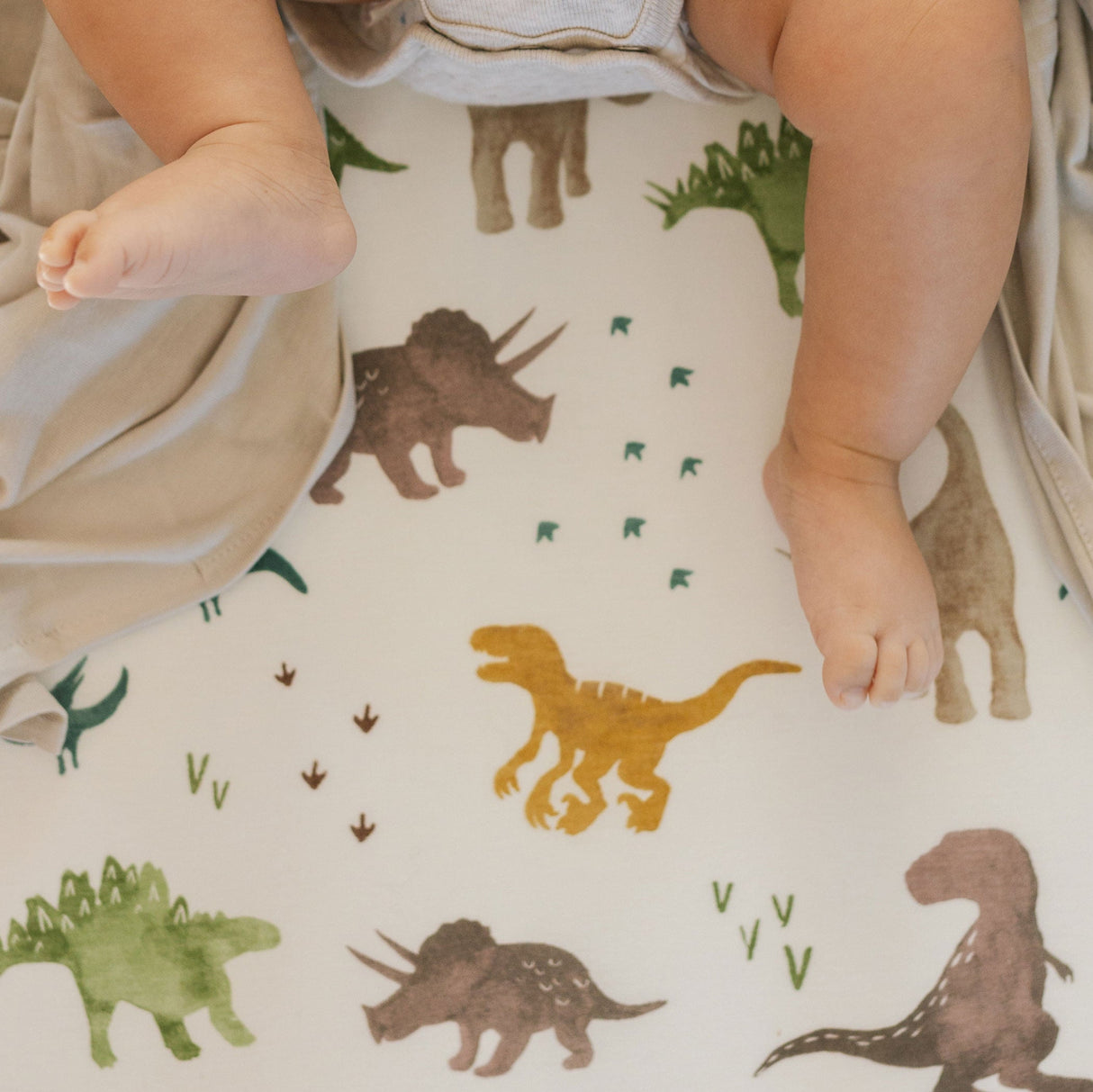 Stretch Knit Crib Sheet - Dino Pals - HoneyBug