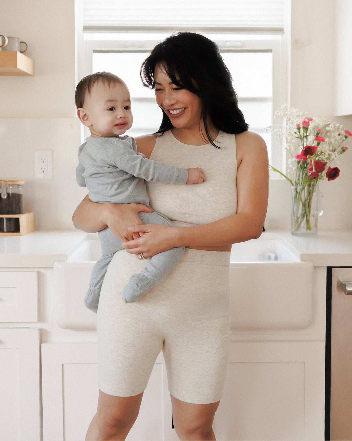 Sublime® Bamboo Maternity & Nursing Longline Bra Top | Oatmeal Heather - HoneyBug