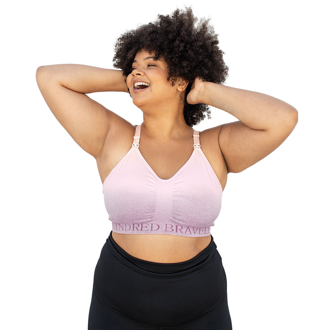 Sublime® Hands-Free Pumping & Nursing Sports Bra | Ombre Purple - HoneyBug