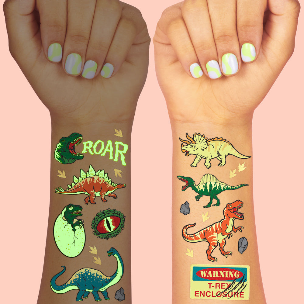 Dino Glo Tats - 44 Foil Temporary Tattoos