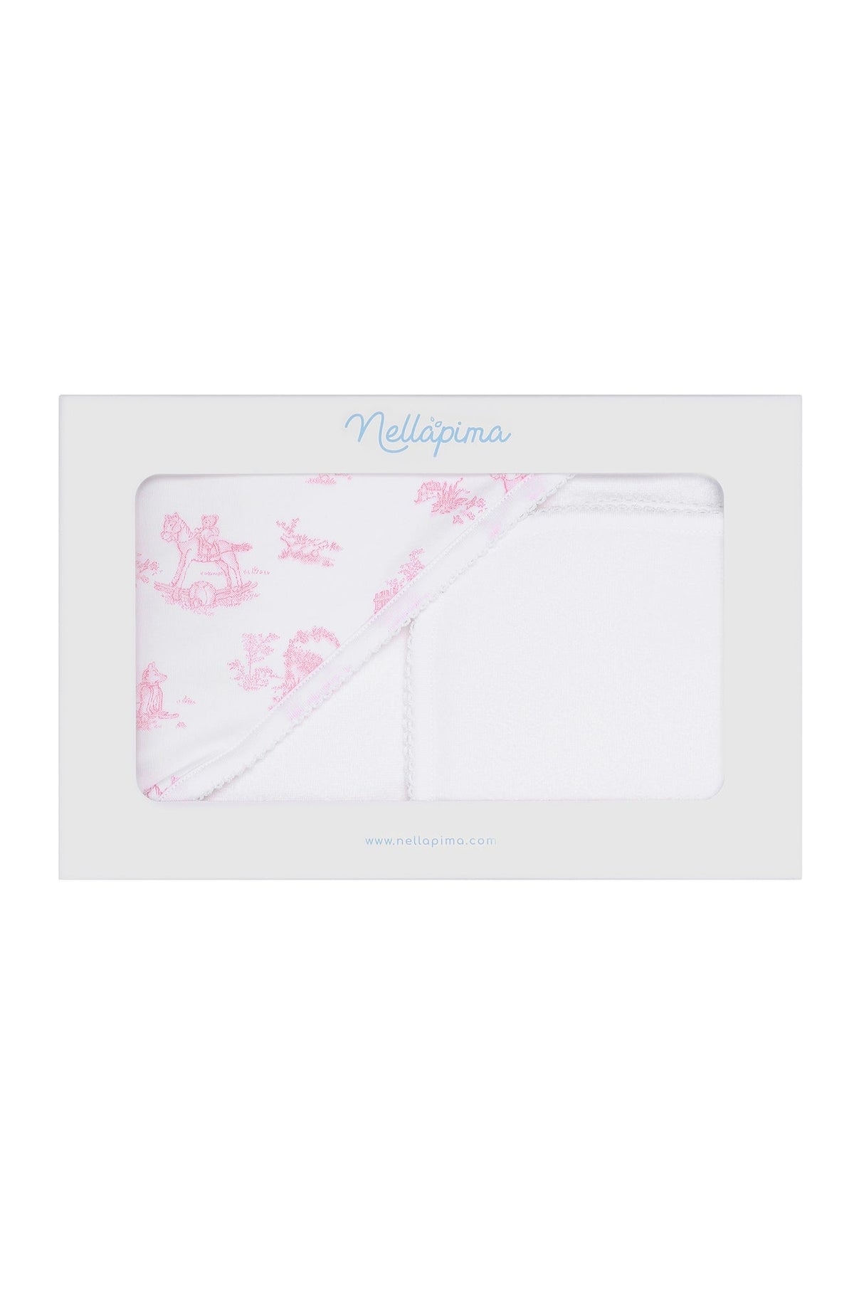 Pink Toile Hooded Towel - HoneyBug
