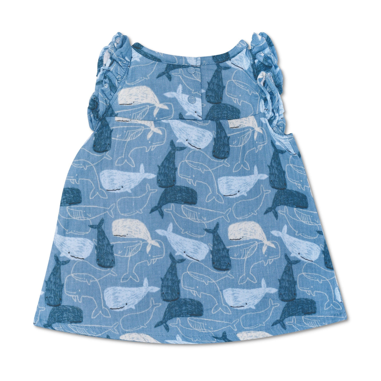 Muslin Flutter Sleeve Dress - Whale Tales - HoneyBug