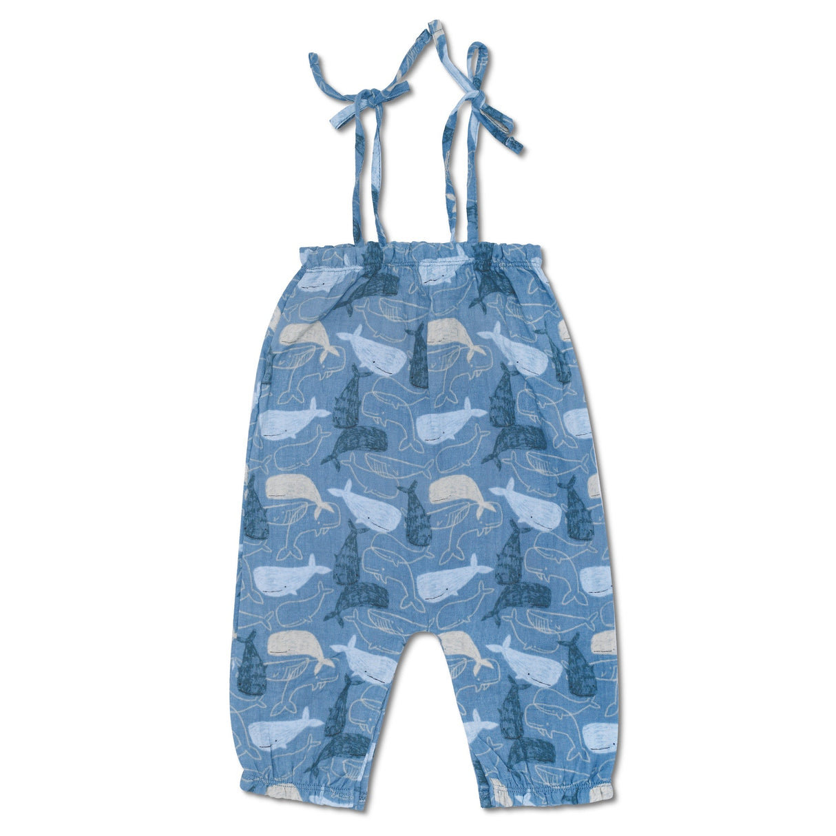 Muslin Tie Shoulder Jumpsuit - Whale Tales - HoneyBug