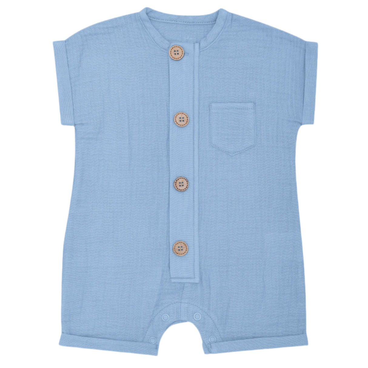 Muslin Short Sleeve Romper - Blue - HoneyBug