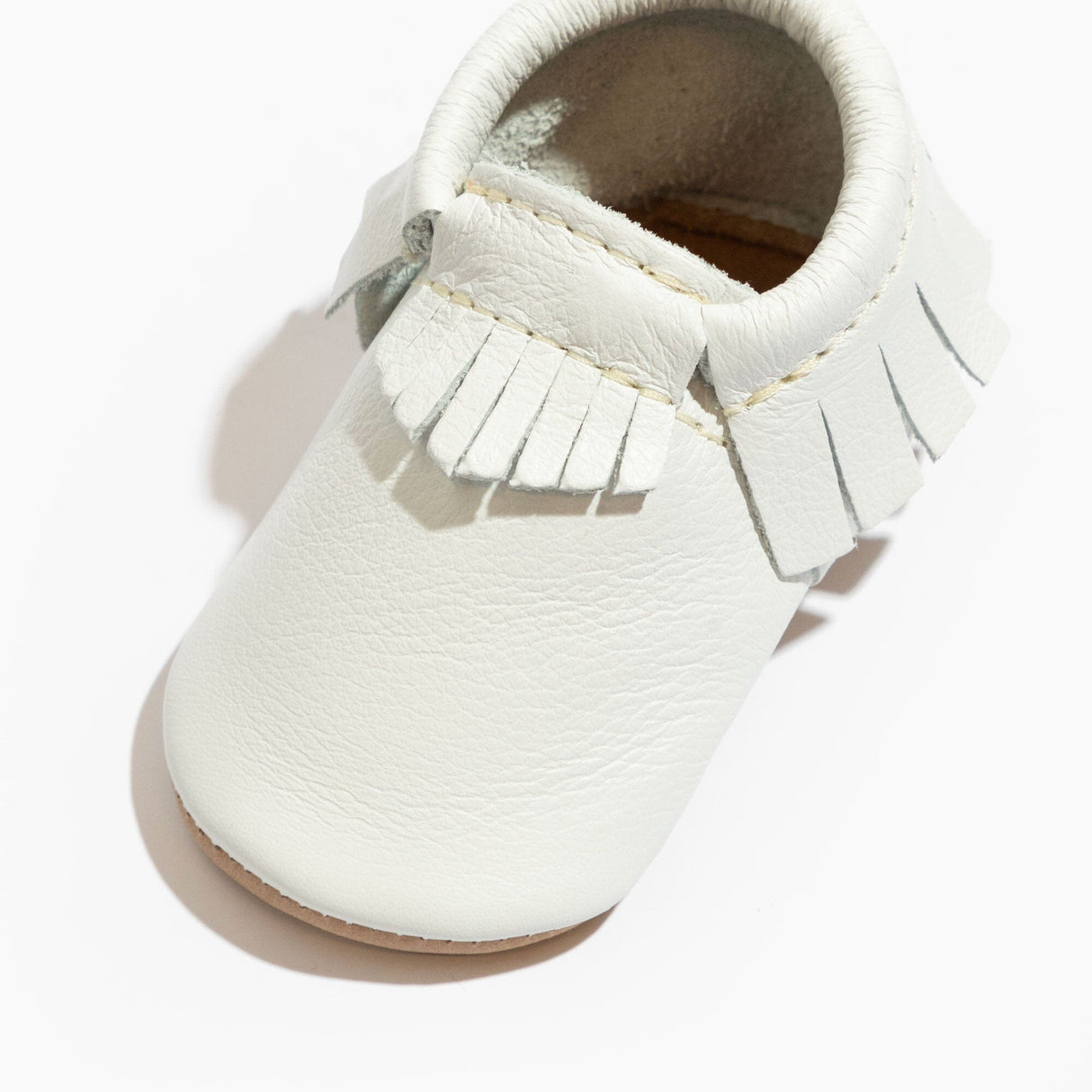 Toasted Bright White Moccasin Baby Shoe - HoneyBug