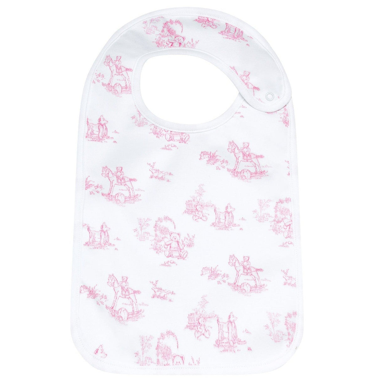 Pink Toile Baby Feeding Bib - HoneyBug
