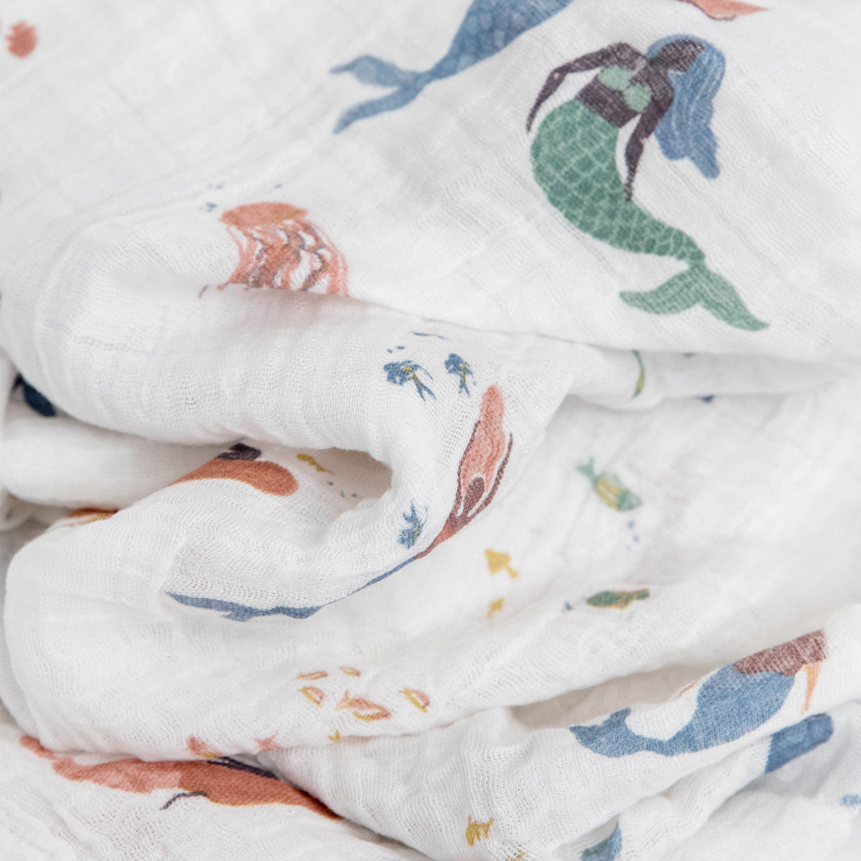 Cotton Muslin Swaddle Blanket 3 Pack - Mermaids - HoneyBug