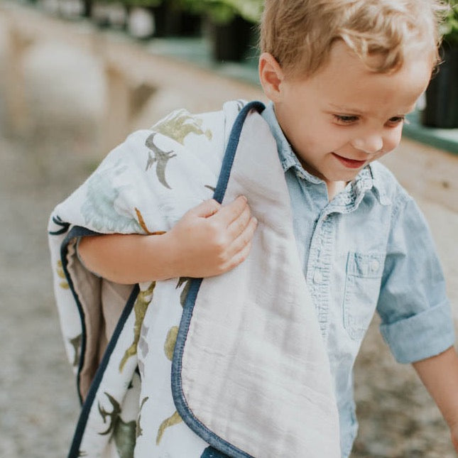 Original Cotton Muslin Quilt - Dino Friends - HoneyBug