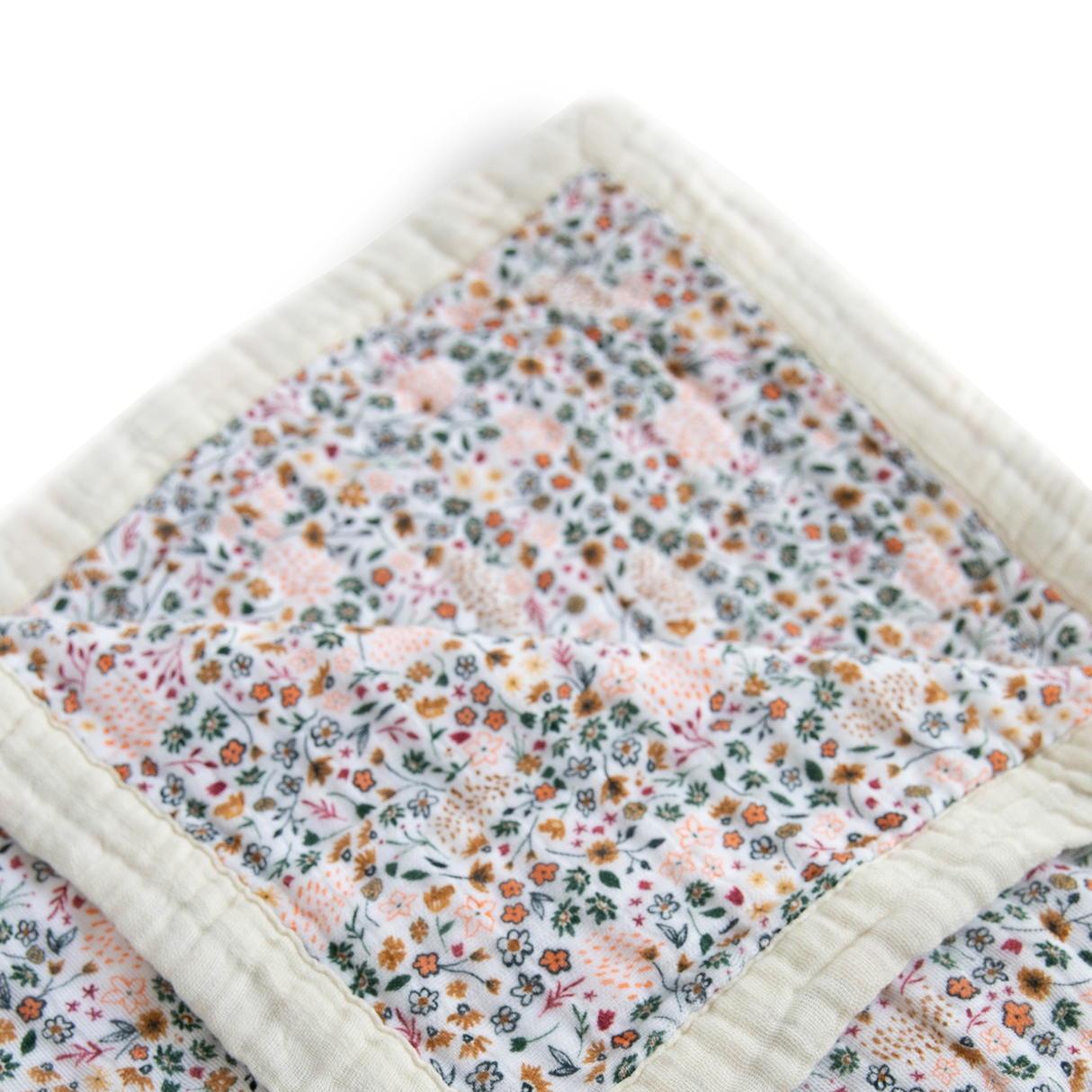Cotton Muslin Quilted Throw - Pressed Petals - HoneyBug