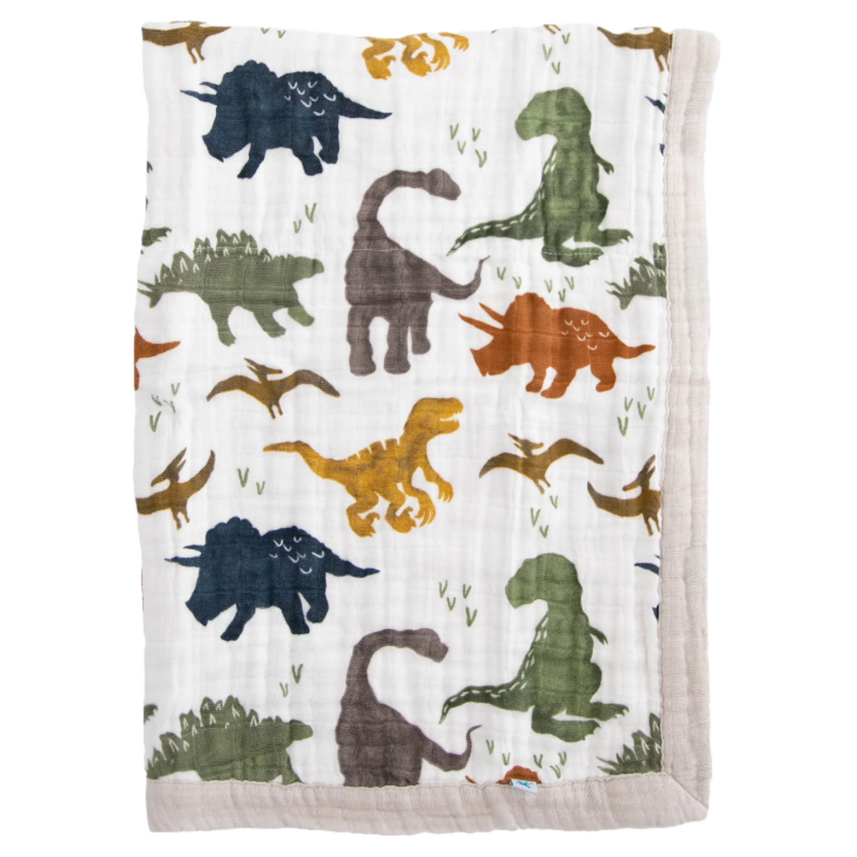 Cotton Muslin Baby Quilt - Dino Friends - HoneyBug
