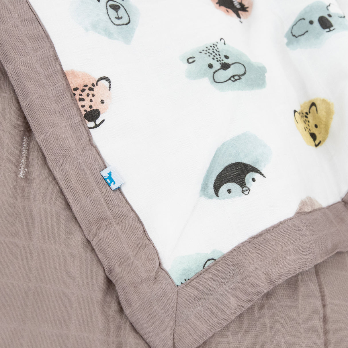 Cotton Muslin Toddler Comforter - Watercolor Critters - HoneyBug