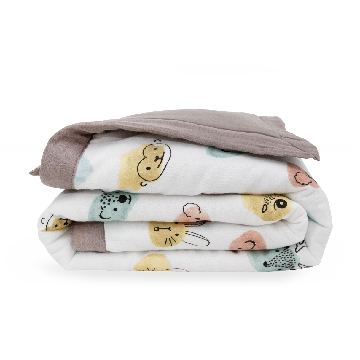 Cotton Muslin Toddler Comforter - Watercolor Critters - HoneyBug