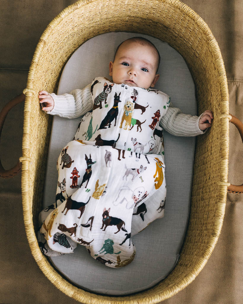 Cotton Muslin Sleep Bag - Woof - HoneyBug