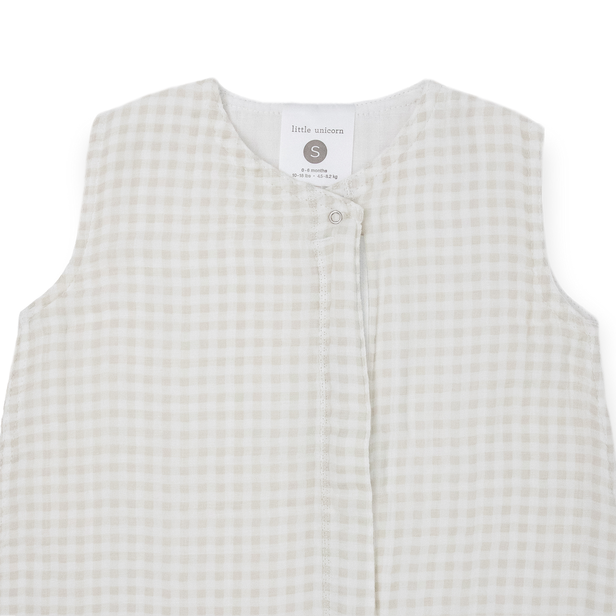 Cotton Muslin Sleep Bag - Tan Gingham - HoneyBug