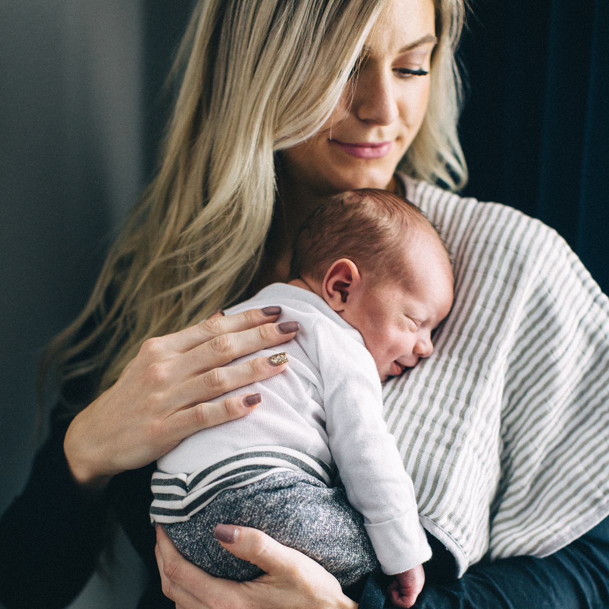 Cotton Muslin Burp Cloth 2 Pack - Grey Stripe - HoneyBug