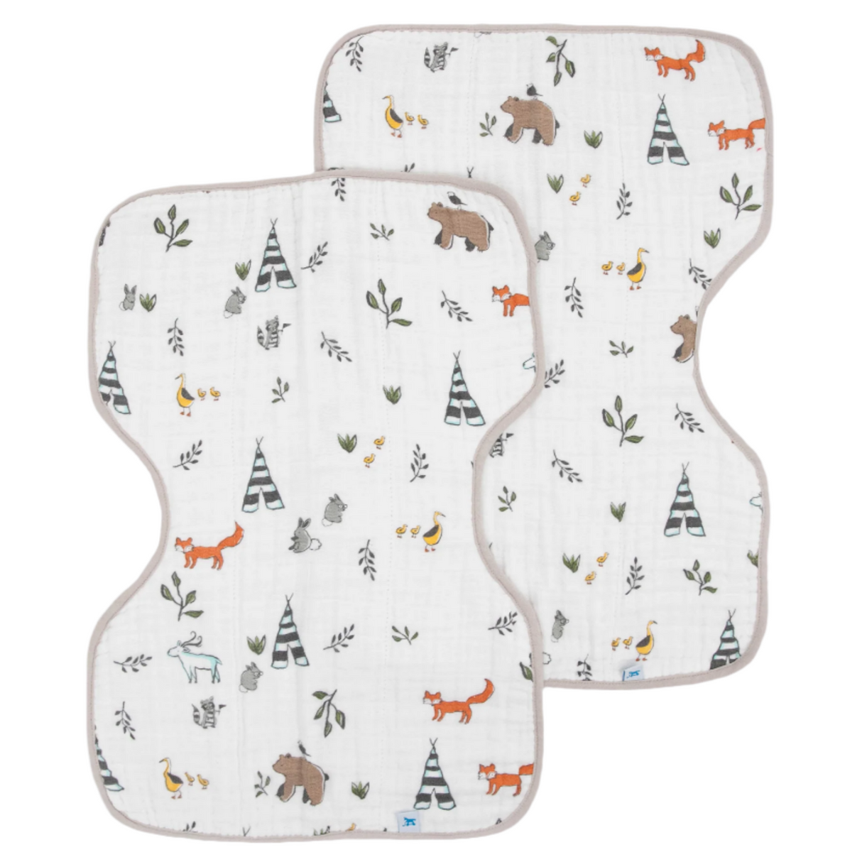 Cotton Muslin Burp Cloth 2 Pack - Forest Friends - HoneyBug