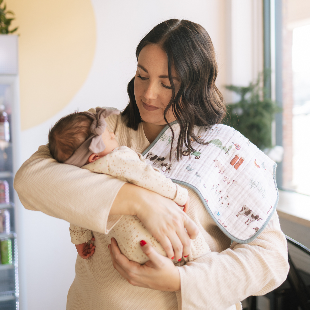 Cotton Muslin Burp Cloth 2 Pack - Farmyard - HoneyBug