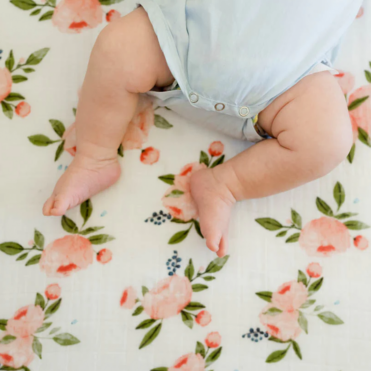 Cotton Muslin Crib Sheet - Watercolor Roses - HoneyBug