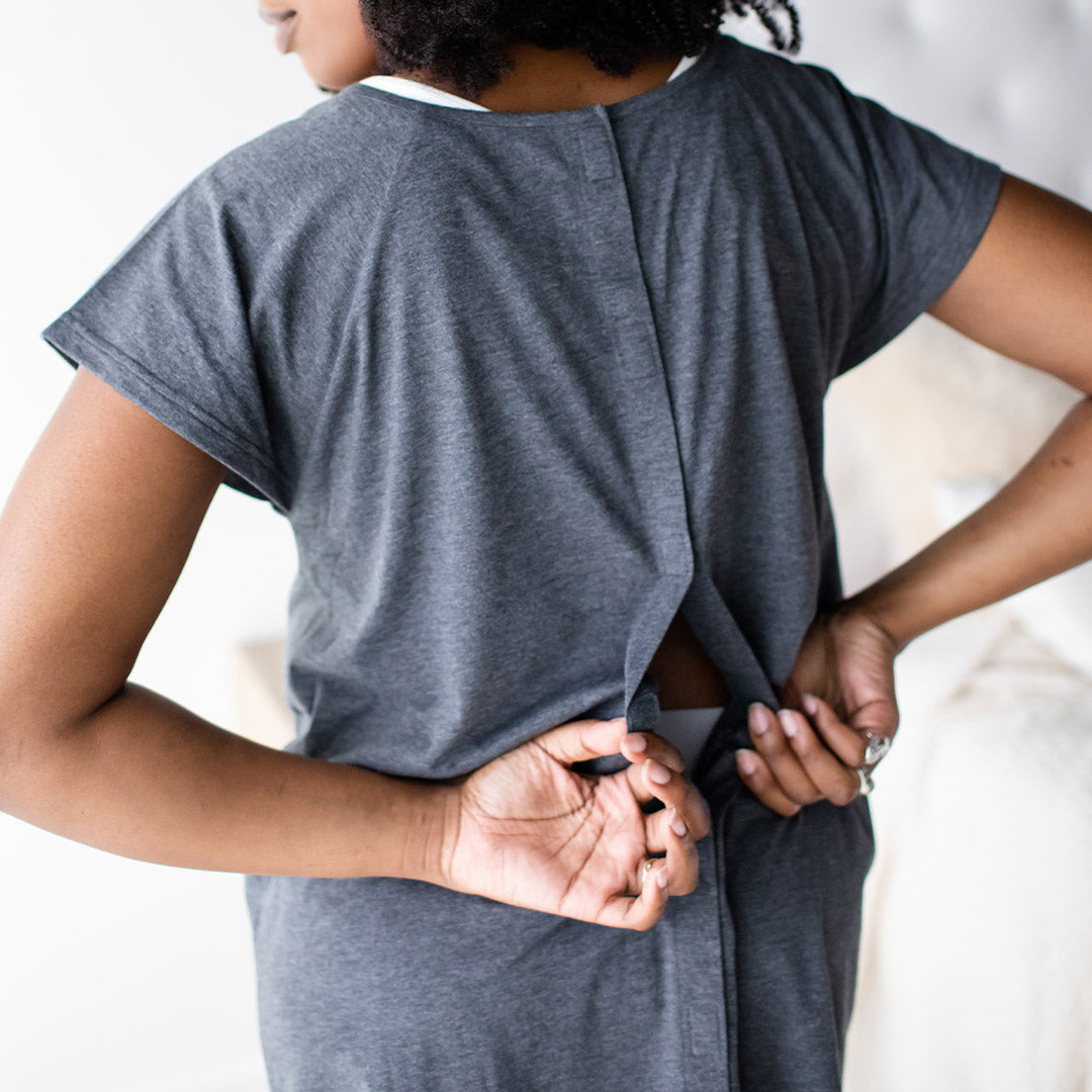 Universal Labor & Delivery Gown | Grey Heather - HoneyBug