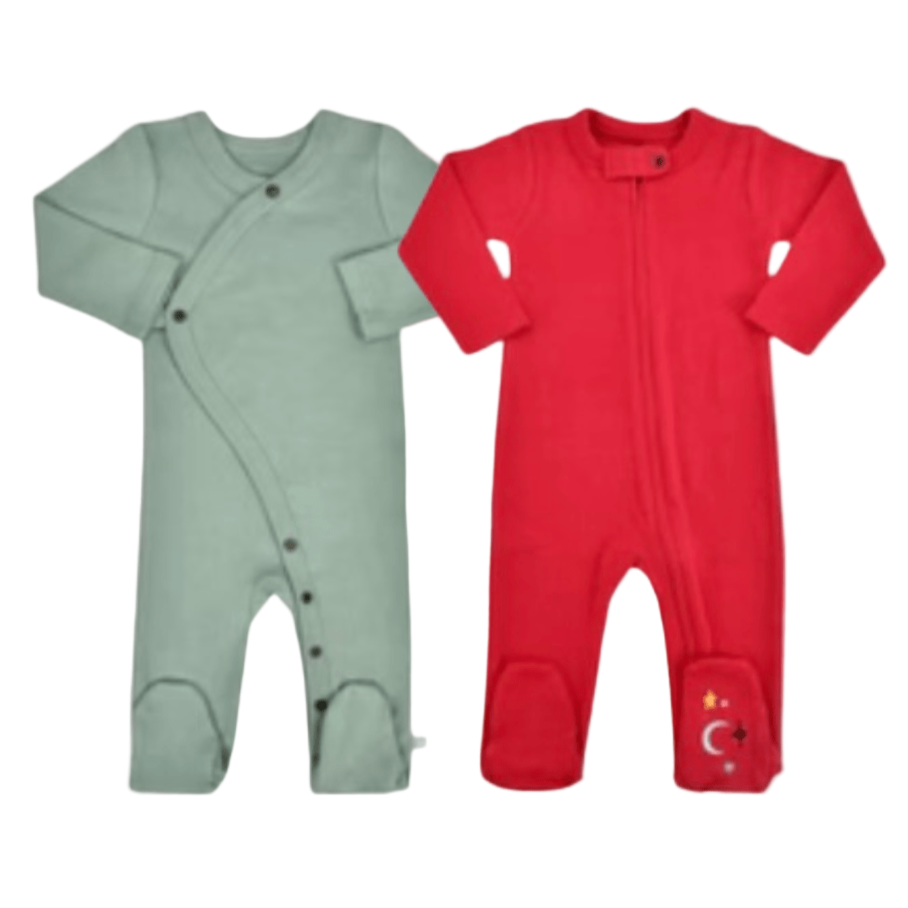 2 pc. footie set | Red and Green - HoneyBug