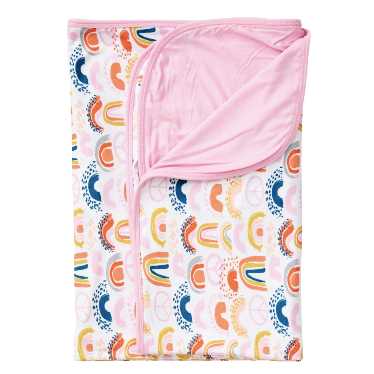 Stretchy Oversized Blanket - Rainbows Pink - HoneyBug