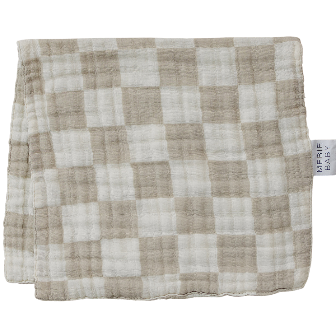 Taupe Checkered Muslin Burp Cloth - HoneyBug