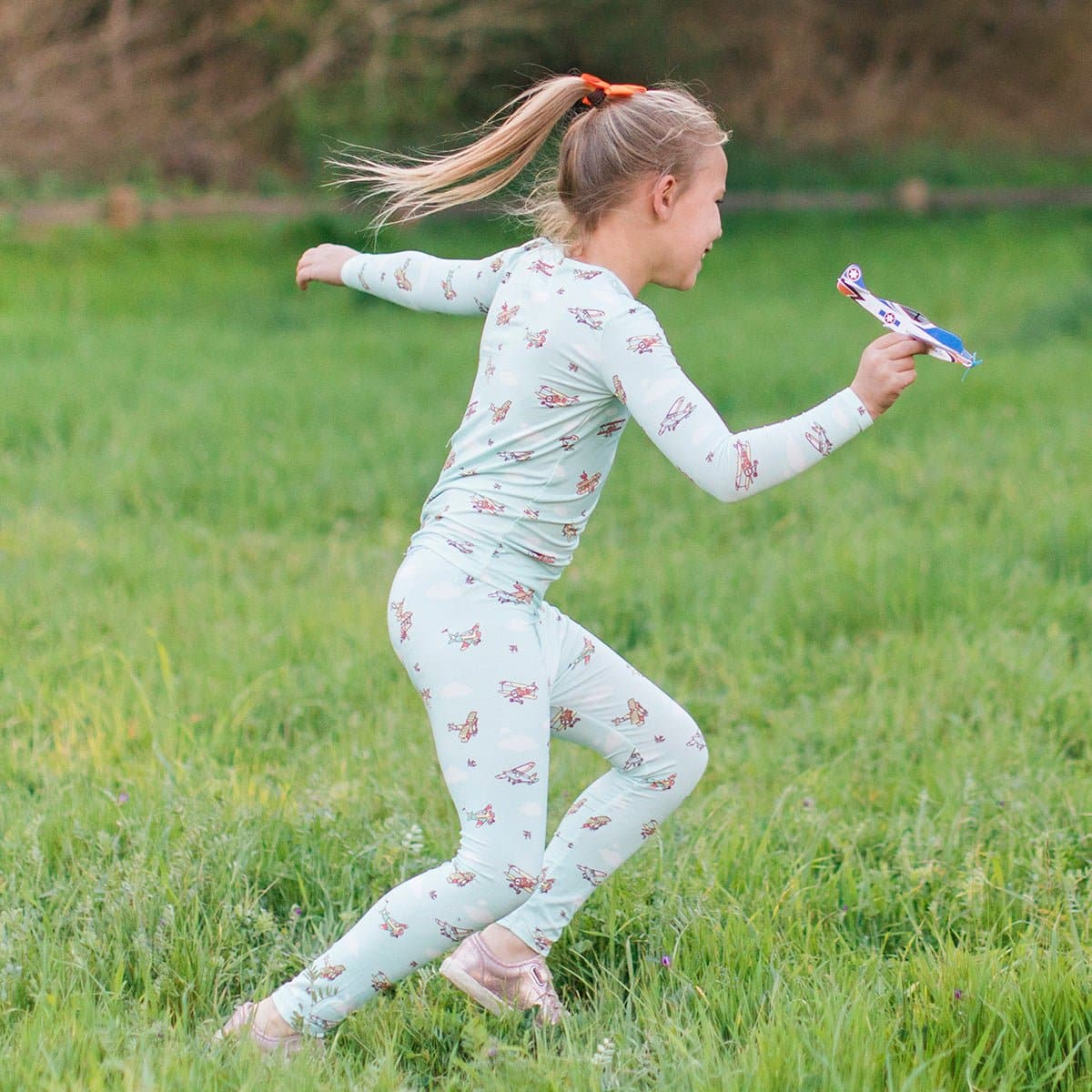 Vintage Airplanes Bamboo Kids Pajamas - HoneyBug