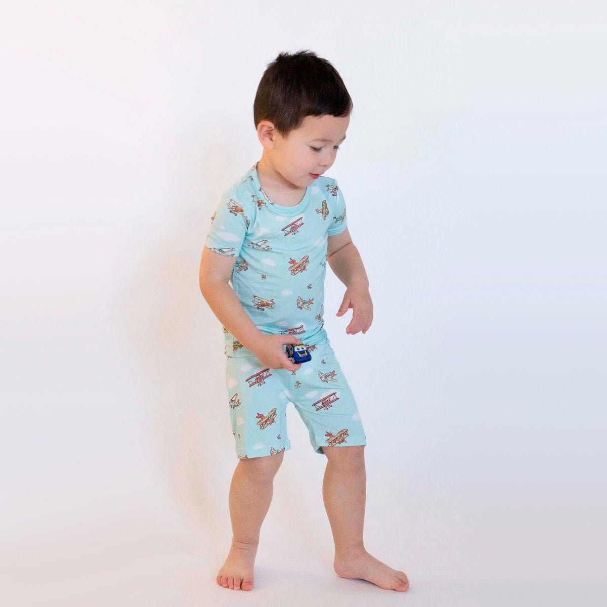 Vintage Airplanes Bamboo Kids Pajama Short Set - HoneyBug