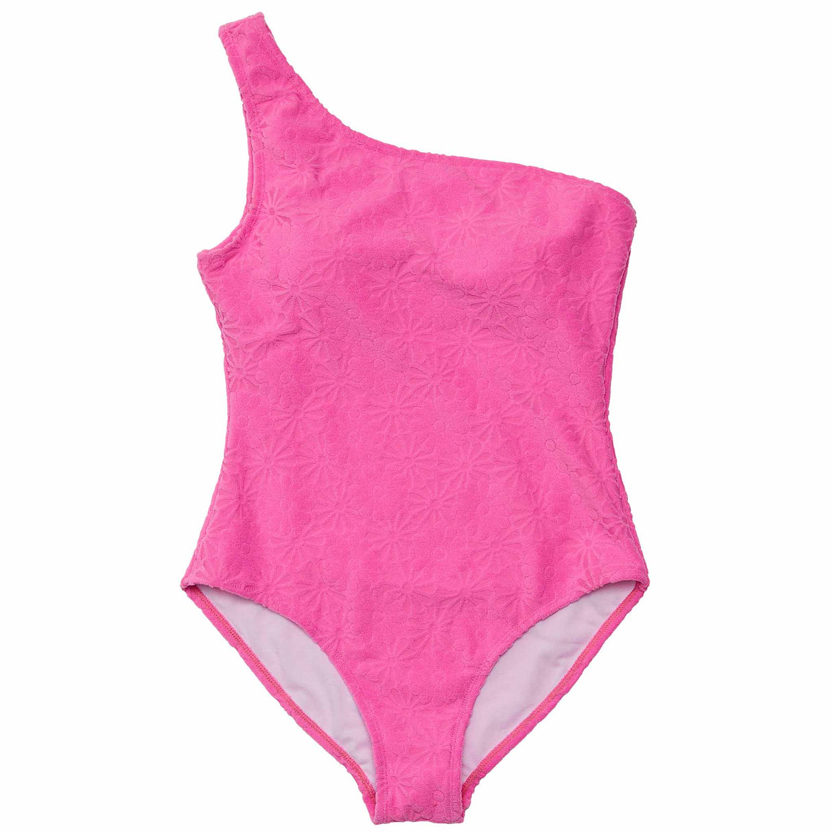 Womens Bubblegum Bloom One Shoulder Swimsuit - HoneyBug