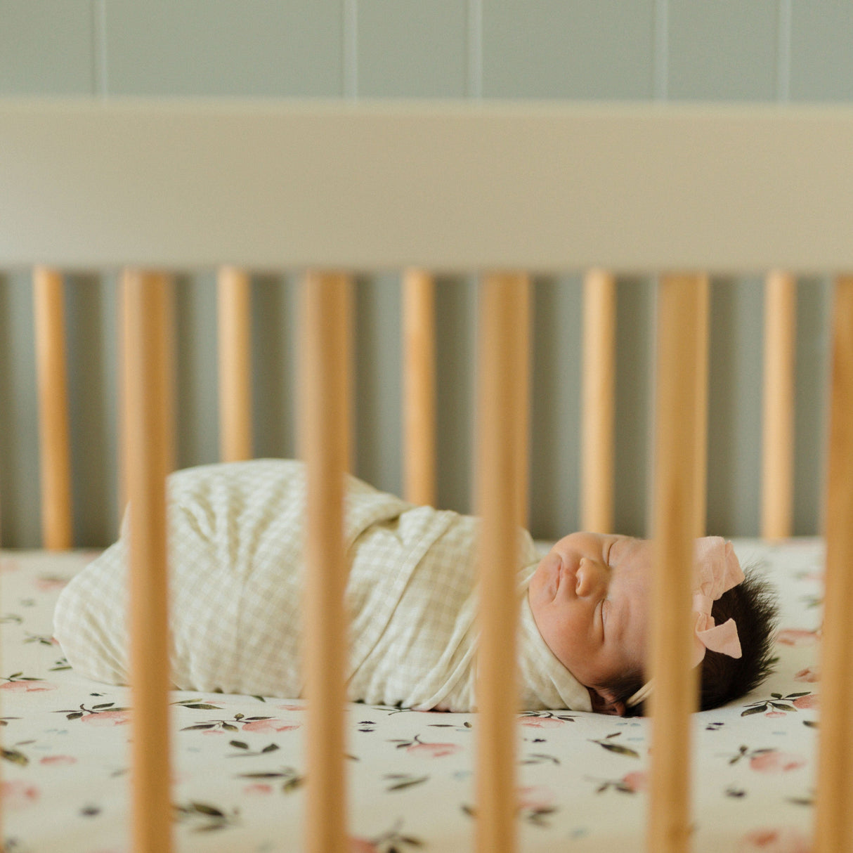 Stretch Knit Crib Sheet - Watercolor Rose - HoneyBug