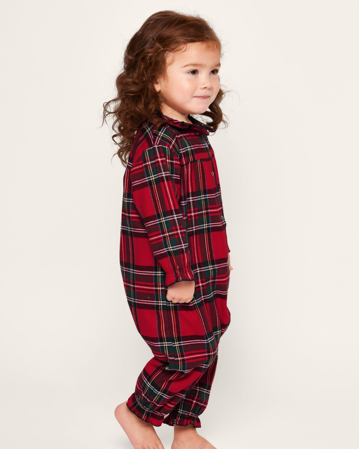 Baby's Brushed Twill Madeline Romper in Imperial Tartan - HoneyBug