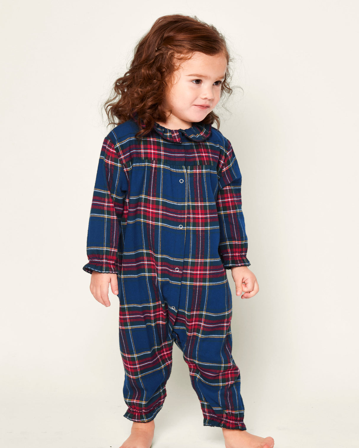 Baby's Brushed Twill Madeline Romper in Windsor Tartan - HoneyBug