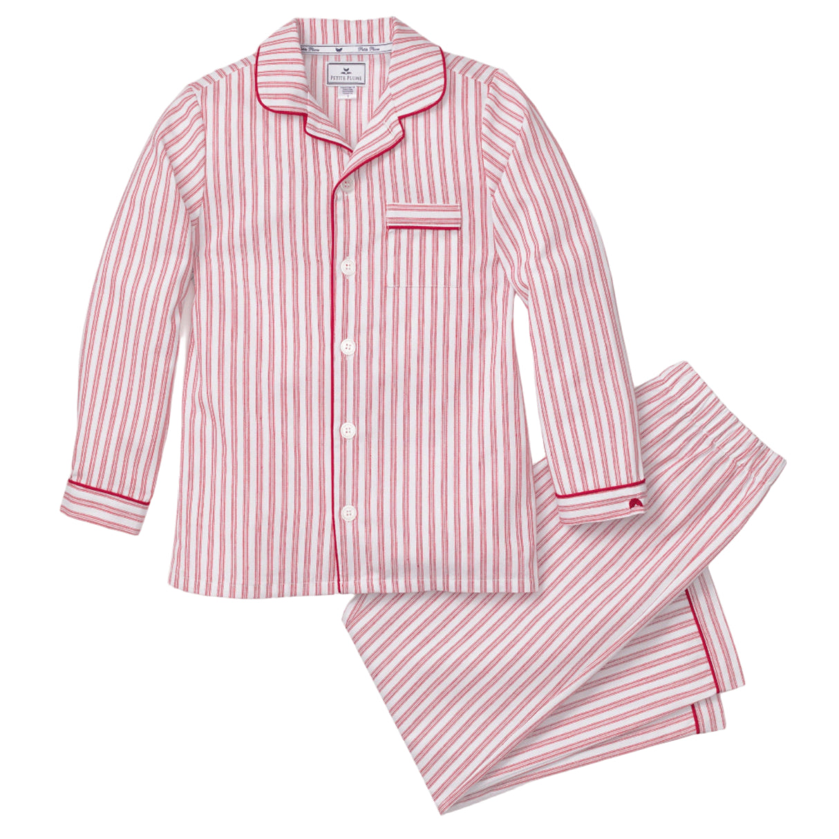 Kid's Twill Pajama Set in Antique Red Ticking - HoneyBug