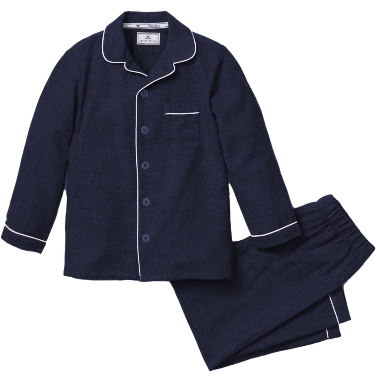 Kid's Flannel Pajama Set in Navy - HoneyBug