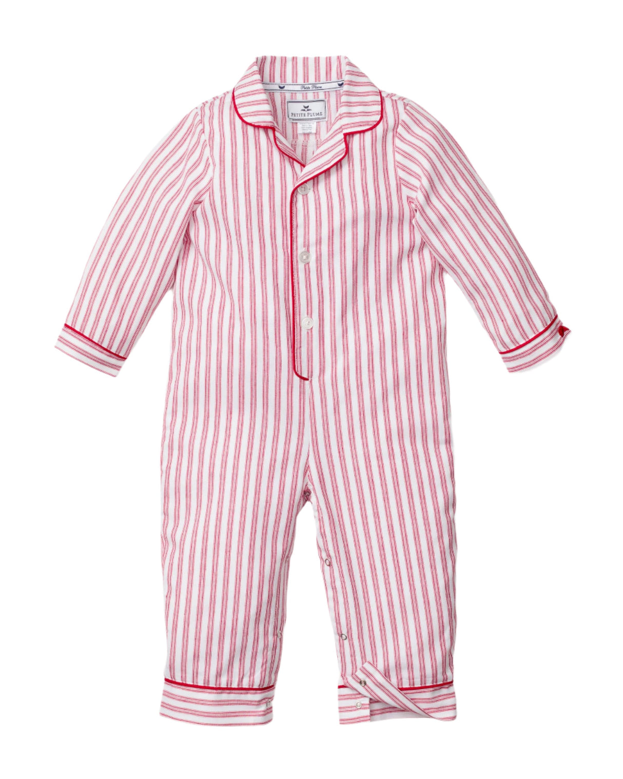 Baby's Twill Romper in Antique Red Ticking - HoneyBug