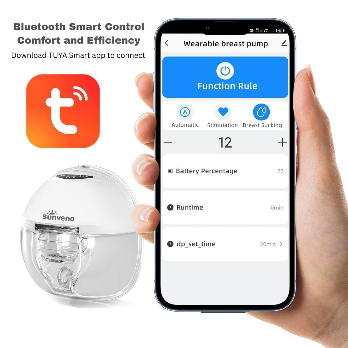 SUNVENO Hands-Free Wearable Electric Breast Pump Set